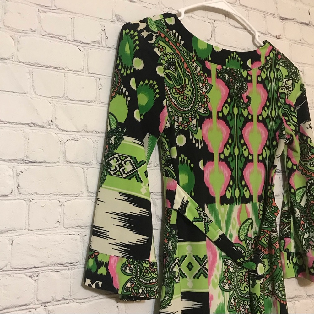 Cristinalove Green Pink Long Sleeve Dress - Picture 10 of 14